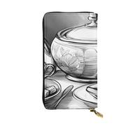 YYHWHJDE Sweet Afternoon Tea Prints Portafoglio lungo in pelle progettato per ragazze e donne alla moda elegante e personalizzato 19 x 10,5 cm