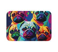 YYHWHJDE Tappetino antiscivolo e ispessito con immagine di carlini pop art con diversi cani, adatto per bagni, camere da letto, tappetini lavabili 40,6 x 61 cm