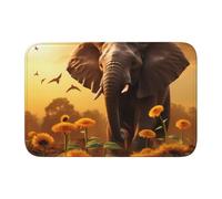 YYHWHJDE Tappetino antiscivolo e ispessito con immagine di elefante e girasole, adatto per bagni, camere da letto, tappetini lavabili 40,6 x 61 cm