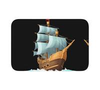 YYHWHJDE Tappetino antiscivolo e ispessito con immagine di nave pirata tra le onde, adatto per bagni, camere da letto, tappetini lavabili 40,6 x 61 cm