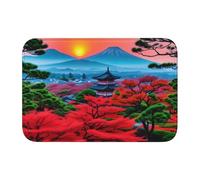 YYHWHJDE Tappetino antiscivolo e ispessito con immagine di sole rosso con supporto giapponese, adatto per bagni, camere da letto, tappetini lavabili 40,6 x 61 cm