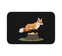 YYHWHJDE Tappetino antiscivolo e ispessito con immagine di volpe che salta su un tronco d'albero, adatto per bagni, camere da letto, tappetini lavabili 40,6 x 61 cm