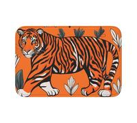 YYHWHJDE Tappetino antiscivolo e ispessito con immagine leopardata arancione tigre, adatto per bagni, camere da letto, tappetini lavabili 40,6 x 61 cm