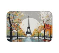 YYHWHJDE Tappetino antiscivolo e ispessito con motivo artistico con albero della città di Parigi, Torre Eiffel, adatto per bagni, camere da letto, tappetini lavabili 40,6 x 61 cm