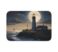 YYHWHJDE Tappetino antiscivolo e ispessito con motivo faro al chiaro di luna, adatto per bagni, camere da letto, tappetini lavabili 40,6 x 61 cm