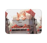 YYHWHJDE Tappetino antiscivolo e ispessito con motivo piccolo gatto arancione che ha un giro, adatto per bagni, camere da letto, tappetini lavabili 40,6 x 61 cm