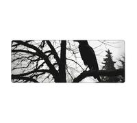 YYHWHJDE Tappetino per mouse con corvo su ramo, extra grande, forte aderenza, durevole, bordo di bloccaggio preciso, 30,5 x 80 cm