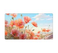 YYHWHJDE Tappetino per mouse da gioco da ufficio con immagine di papaveri pastello, 40,6 x 74,9 cm: forte adesione e durata, ispessito e antiscivolo