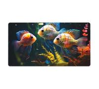 YYHWHJDE Tappetino per mouse da gioco per ufficio con immagine di pesci tropicali, 40,6 x 74,9 cm: forte adesione e durata, ispessito e antiscivolo