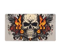 YYHWHJDE Tappetino per mouse da gioco per ufficio con immagine di teschio di fuoco, 40,6 x 74,9 cm: forte adesione e durata, ispessito e antiscivolo