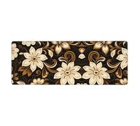 YYHWHJDE Tappetino per mouse extra large bianco con stampa floreale a sette petali, per computer e ufficio, tastiera da gioco, versione ispessita, 30,5 x 80 cm