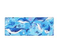 YYHWHJDE Tappetino per mouse extra large con delfino oceano che guarda te, tastiera da gioco antiscivolo per computer e ufficio, versione ispessita, 30,5 x 80 cm
