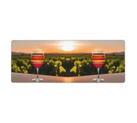 YYHWHJDE Tappetino per mouse extra large con immagine di calice di vino tramonto, tastiera antiscivolo da gioco per computer e ufficio, versione ispessita, 30,5 x 80 cm