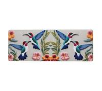 YYHWHJDE Tappetino per mouse extra large con immagine di fiori e colibrì, per computer e ufficio, tastiera da gioco antiscivolo, versione ispessita, 30,5 x 80 cm