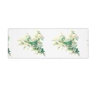 YYHWHJDE Tappetino per mouse extra large con immagine di fiori verde chiaro, tastiera antiscivolo per computer e ufficio, versione ispessita, 30,5 x 80 cm