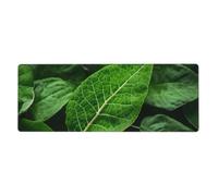 YYHWHJDE Tappetino per mouse extra large con immagine di foglie verdi, per computer, ufficio, tastiera da gioco antiscivolo, versione ispessita, 30,5 x 80 cm
