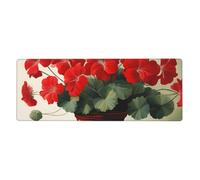 YYHWHJDE Tappetino per mouse extra large con immagine di gerani rossi, tastiera antiscivolo da gioco per computer e ufficio, versione ispessita, 30,5 x 80 cm