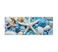 YYHWHJDE Tappetino per mouse extra large con immagine di oceano, mare, spiaggia, conchiglie, stella marina, blu, tastiera da gioco antiscivolo, versione ispessita, 30,5 x 80 cm
