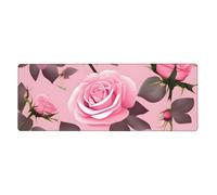 YYHWHJDE Tappetino per mouse extra large con immagine di rose rosa, per computer e ufficio, tastiera da gioco antiscivolo, versione ispessita, 30,5 x 80 cm
