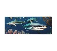YYHWHJDE Tappetino per mouse extra large con immagine di squali sotto il mare, tastiera da gioco antiscivolo per computer e ufficio, versione ispessita, 30,5 x 80 cm