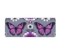 YYHWHJDE Tappetino per mouse extra large con immagine floreale con farfalla viola, tastiera da gioco antiscivolo per computer e ufficio, versione ispessita, 30,5 x 80 cm