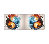 YYHWHJDE Tappetino per mouse extra large con motivo Yin Yang Fire Water per computer e ufficio, tastiera da gioco antiscivolo, versione ispessita, 30,5 x 80 cm