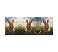 YYHWHJDE Tappetino per mouse extra large con stampa di coniglietto su erba verde, 30,5 x 80 cm, per l'apprendimento del gioco in ufficio