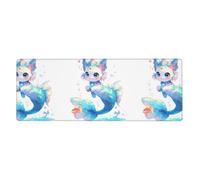 YYHWHJDE Tappetino per mouse extra large con stampa di gattino e sirena, per computer, ufficio, gaming, versione ispessita, 30,5 x 80 cm