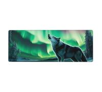 YYHWHJDE Tappetino per mouse extra large con stampa di lupi che ululano nell'aurora boreale 30,5 x 80 cm per l'apprendimento del gioco in ufficio