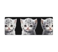 YYHWHJDE Tappetino per mouse extra large con stampa di un gatto grigio povero piccolo gatto 30,5 x 80 cm per l'apprendimento del gioco in ufficio
