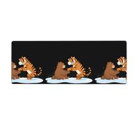 YYHWHJDE Tappetino per mouse extra large con stampa orso marrone e tigre per computer, ufficio, tastiera da gioco, versione ispessita, 30,5 x 80 cm