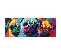 YYHWHJDE Tappetino per mouse XL con stampa di cani pop art e carlini, 30,5 x 80 cm, per l'apprendimento del gioco in ufficio