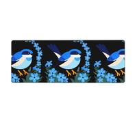 YYHWHJDE Tappetino per mouse XL con stampa di uccelli tra fiori blu, tappetino per mouse per computer, ufficio, tastiera da gioco, versione ispessita, 30,5 x 80 cm