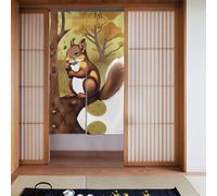 YYHWHJDE Tenda a due pezzi con motivo scoiattolo che mangia noci, 86,4 x 142,2 cm, tende in tessuto, liscia e non si stropiccia facilmente
