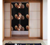 YYHWHJDE Tenda a due pezzi con motivo scoiattolo che ruba pigne, 86,4 x 142,2 cm, in tessuto, liscia e non si stropiccia facilmente