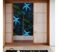 YYHWHJDE Tenda blu con stampa floreale a cinque petali in due pezzi impiombata 86,4 x 142,2 cm, tende in tessuto, divisorio da appendere tra le stanze, alle porte