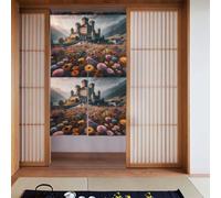 YYHWHJDE Tenda con immagine di fiori e mare fuori dal castello, in due pezzi, 86,4 x 142,2 cm, tende in tessuto, lisce e non si stropicciano facilmente