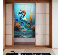 YYHWHJDE Tenda con motivo cavalluccio marino corallo fondale marino 2 pezzi impiombata 86,4 x 142,2 cm buona drappo, liscia e non facilmente rugosa, tende in tessuto, divisori per stanze