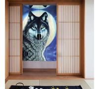 YYHWHJDE Tenda con motivo lupo sotto la luna, 2 pezzi, 86,4 x 142,2 cm, buona drappeggio, liscia e non si stropiccia, tende in tessuto, divisori per stanze