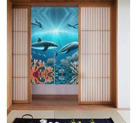 YYHWHJDE Tenda con stampa balene sotto il mare, due pezzi, 86,4 x 142,2 cm, tende in tessuto, divisorio da appendere tra le stanze, alle porte