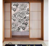 YYHWHJDE Tenda con stampa di rose con sfondo rosa, due pezzi, 86,4 x 142,2 cm, tende in tessuto, divisori per stanze da appendere tra le stanze, alle porte