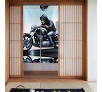 YYHWHJDE Tenda divisoria per porta con stampa a scheletro per moto, protezione della privacy, adatta per cucina, bagno, stanza, 86,4 x 142,2 cm