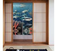 YYHWHJDE Tenda in tessuto con stampa di squali sotto il mare, due pezzi, 86,4 x 142,2 cm, divisorio per stanze da appendere tra le stanze, alle porte