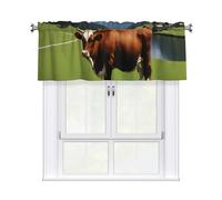 YYHWHJDE Tende corte con mantovana, 137,2 x 45,7 cm, con immagine di mucca svizzera, per cucina, bagno, lavanderia, studio, si adattano alla maggior parte delle aste per tende standard o decorative