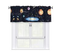 YYHWHJDE Tende corte con mantovana 137,2 x 45,7 cm, immagine solare della famiglia per cucina, bagno, lavanderia, studio, si adattano alla maggior parte delle aste per tende standard o decorative