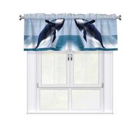 YYHWHJDE Tende corte con mantovana 137,2 x 45,7 cm, motivo balene in mare, per cucina, bagno, camera da letto, studio, si adattano alla maggior parte delle aste per tende standard o decorative