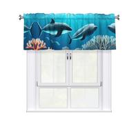 YYHWHJDE Tende corte con mantovana 137,2 x 45,7 cm, motivo: balene sotto il mare, stampe per cucina, bagno, camera da letto, studio, si adattano alla maggior parte delle aste per tende standard o