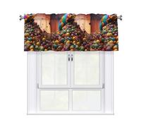YYHWHJDE Tende corte con mantovana 137,2 x 45,7 cm, motivo camaleonte in pile di caramelle, per cucina, bagno, camera da letto, studio, si adattano alla maggior parte delle aste per tende standard o