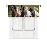 YYHWHJDE Tende corte con mantovana, 137,2 x 45,7 cm, motivo: cavalli al galoppo, per cucina, bagno, lavanderia, studio, si adattano alla maggior parte delle aste per tende standard o decorative