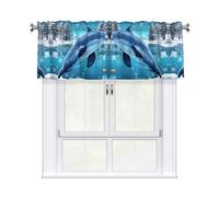 YYHWHJDE Tende corte con mantovana, 137,2 x 45,7 cm, motivo delfino invernale, per cucina, bagno, camera da letto, studio, si adattano alla maggior parte delle aste per tende standard o decorative
